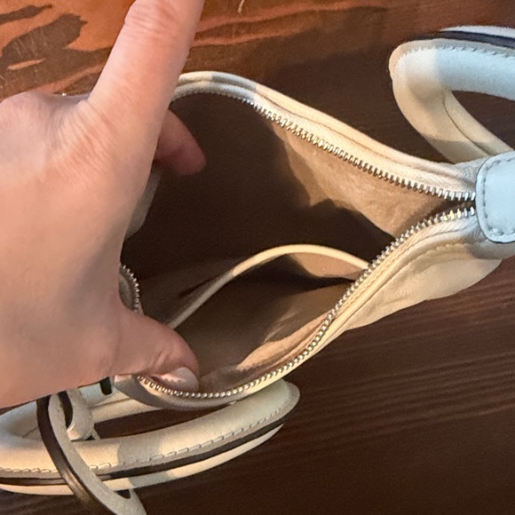 STAUD Cream Leather Clutch with Circular Handles - Picture 4 of 6